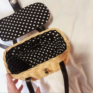 Polka dot lined basket bag
